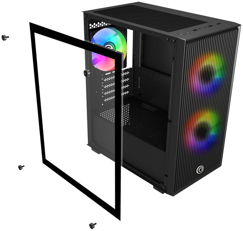 CIRCLE COMPLETE TECHNOLOGY Circle Miniator M1 Mid- Tower Computer Case | Gaming Cabinet - Black| Support M-ATX, ITX | Pre- Installed 2 x 120mm Front and 1 x 120mm Rear ARGB Mirror Fans - Image 5