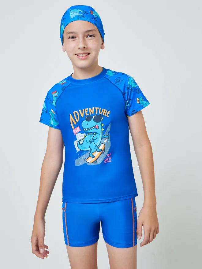Styli Styli Teen Boys 3-Piece Swim T-Shirt, Shorts and Cap Set