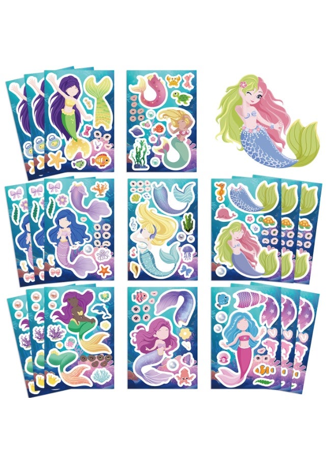 NIBEMINENT 8 Pcs Cartoon Mermaid Deco Kit Waterproof Stickers, High Definition Printing Bright Colors, Suitable for Laptop Skateboard Luggage Water Bottle Guitar DIY - Image 2