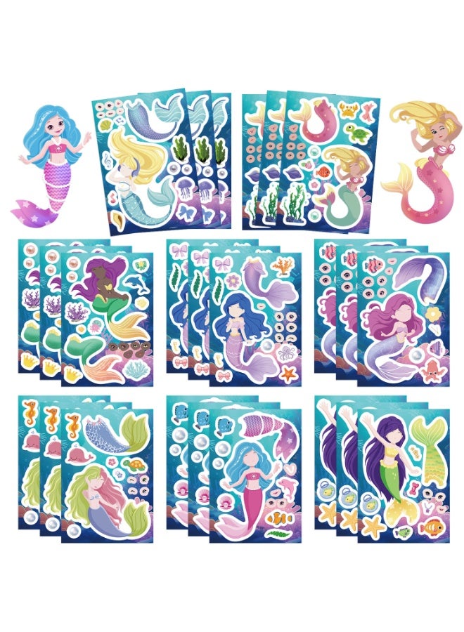 NIBEMINENT 8 Pcs Cartoon Mermaid Deco Kit Waterproof Stickers, High Definition Printing Bright Colors, Suitable for Laptop Skateboard Luggage Water Bottle Guitar DIY - Image 1