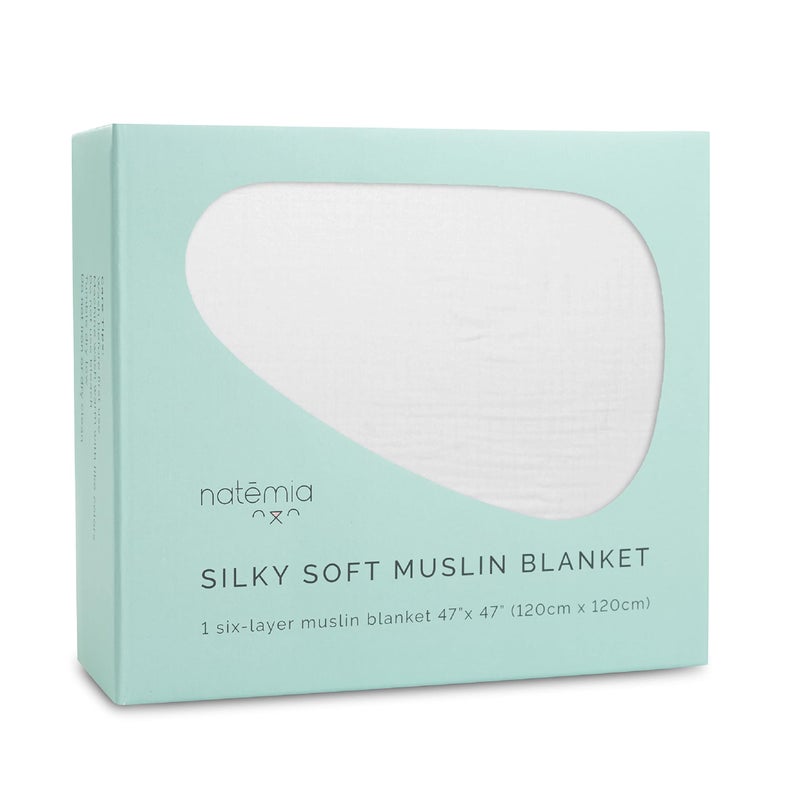 Natemia Muslin Baby Blanket - Silky Soft 6-Layer Blanket for Girls and Boys - Newborn Essentials - Large Unisex Swaddle, Multi-Use as Towel, Stroller Cover, Swaddles for Infants - 47" x 47" - Image 1