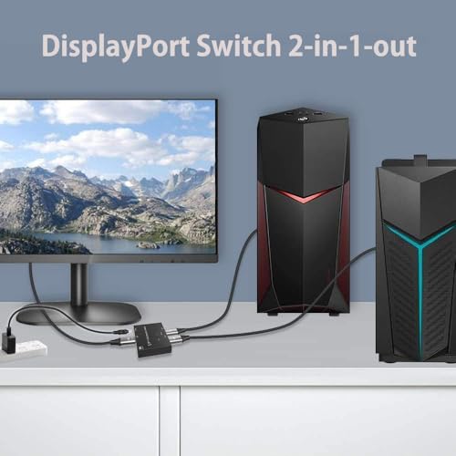 Angusplay DisplayPort Switch Box 2-in-1-out 8K@30Hz 4K@120Hz DisplayPort 1.4 Switcher Compatible with PC, Laptop, Monitor, Gaming, TV - Image 5