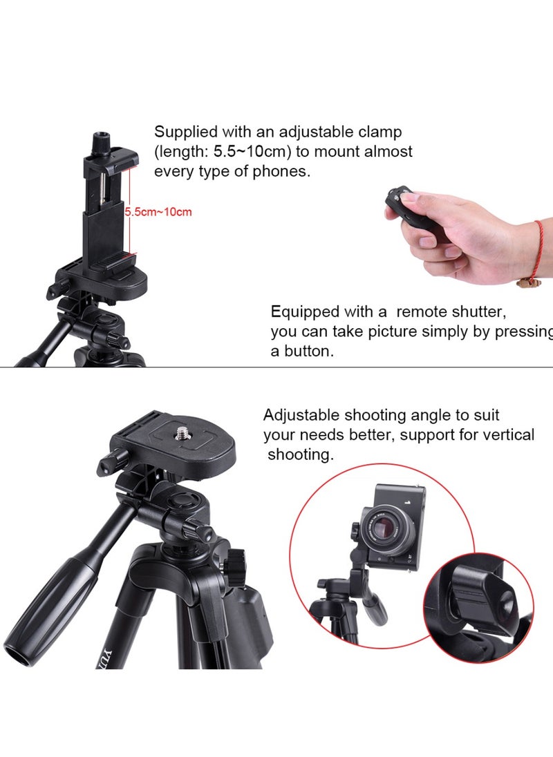 Yungteng - VCT-5208 Portable Tripod Stand With Remote Shutter Camera Tripod Stand With Wireless Remote and 2-in-1 Phone Holder For Selfie Video Recording Photo Live Stream And Vlog - Image 1