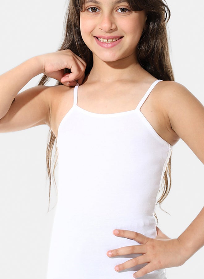 Andora Strap Sleeves Palin Cotton T-Shirt - White_White - Image 3