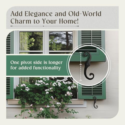 Renovators Supply Manufacturing Black Shutter Dogs 6.5 in. Decorative S Shaped Cast Aluminum Shutter Dogs with Mounting Hardware Pack of 4 - Image 4