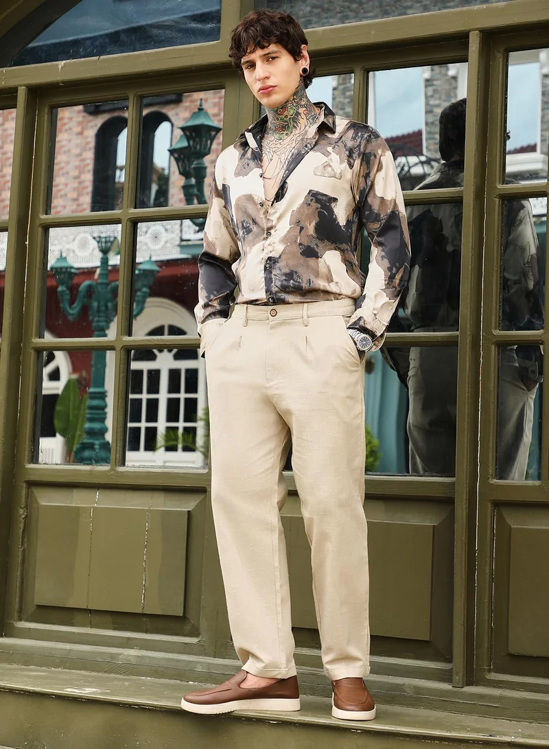CAHOOT  Men's Off-White Pleated-Cuffed Tailored Trouers for Men | Best Price UAE