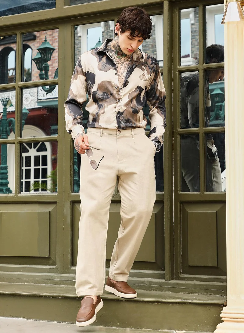 CAHOOT  Men's Off-White Pleated-Cuffed Tailored Trouers for Men | Best Price UAE