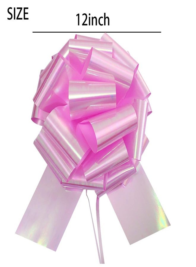HQJAXJ 1Pc 12Inch Giant Gift Bow Big Christmas Iridescent Metalic Bow Big Bow for Present - Perfect Large Gift Bow for Bikes,Appliances,Table Decorations & Events (Pink - Image 2
