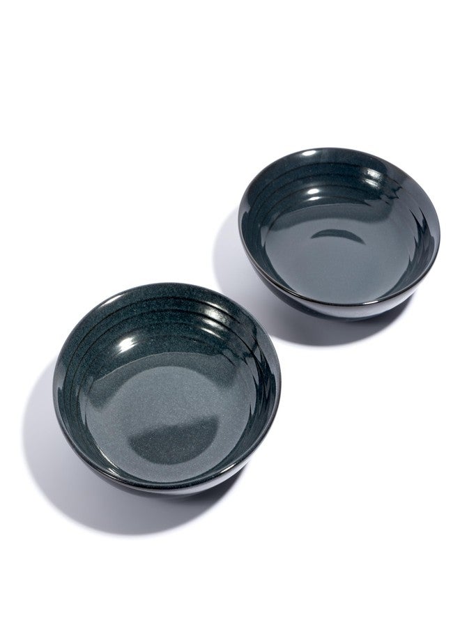 Beyond Homes Handcrafted Ceramic Pasta Bowl Set Shallow, 21 cm | Microwave & Dishwasher Safe Pasta Plates Glossy Finish | Deep Plate | Ceramic Serving Pasta Bowl, 650 ml Each (Midnight Blue Set of 2) - Image 4