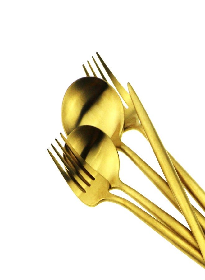 Gugrida Gold Flatware, Royal 20 Piece Luxury Matte Finish 18/10 Stainless Steel Tableware Sets for 4 Including Forks Spoons Knives, Camping Silverware Travel Utensils Set Cutlery (Gold) - Image 4