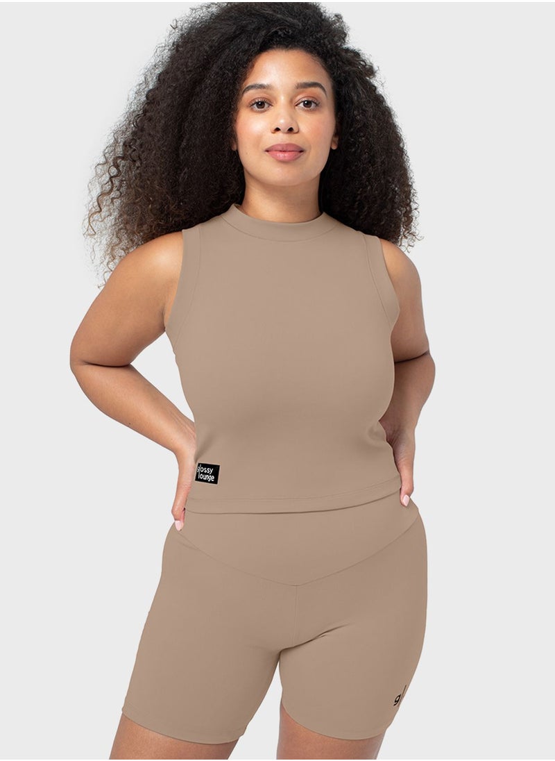 Glossy Lounge Sustainable High Neck Tank Top  - Image 1