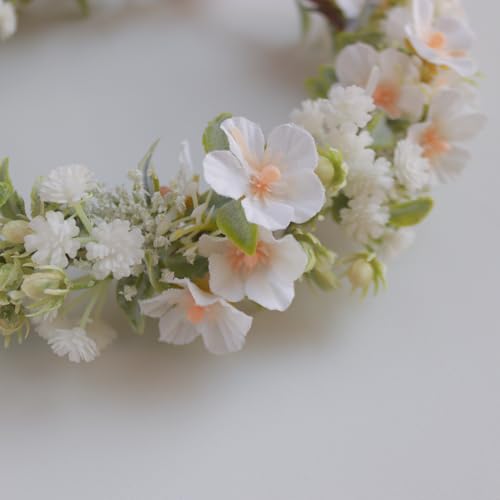 Vividsun Bridal Green Leaf flower Crown Eucalyptus Floral Headband Wedding Festivals Photo Props (I/white green) - Image 4