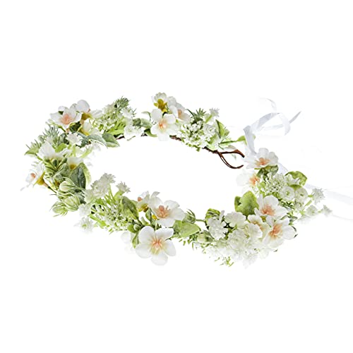 Vividsun Bridal Green Leaf flower Crown Eucalyptus Floral Headband Wedding Festivals Photo Props (I/white green) - Image 2