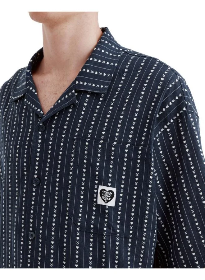 FINGERCROXX  Men Striped Linen Short Sleeve Shirt for Men | Best Price UAE