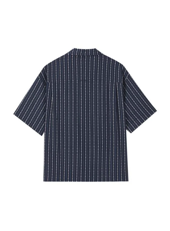 FINGERCROXX  Men Striped Linen Short Sleeve Shirt for Men | Best Price UAE