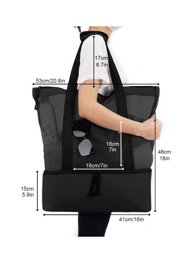 NIBEMINENT Mesh Large Beach Tote Zipper with Insulated Cooler Bag - Image 2