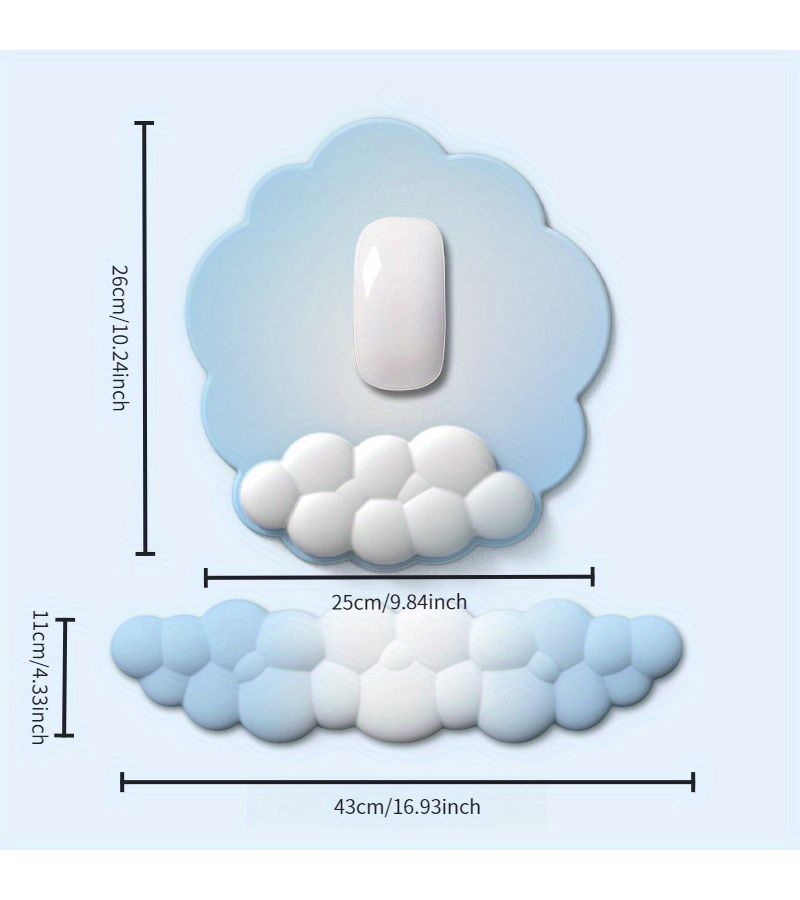 White Blue Gradient Mouse And Keyboard Pad Set With Wrist Rest Non Slip Base Comfortable For Office Gaming - Image 2