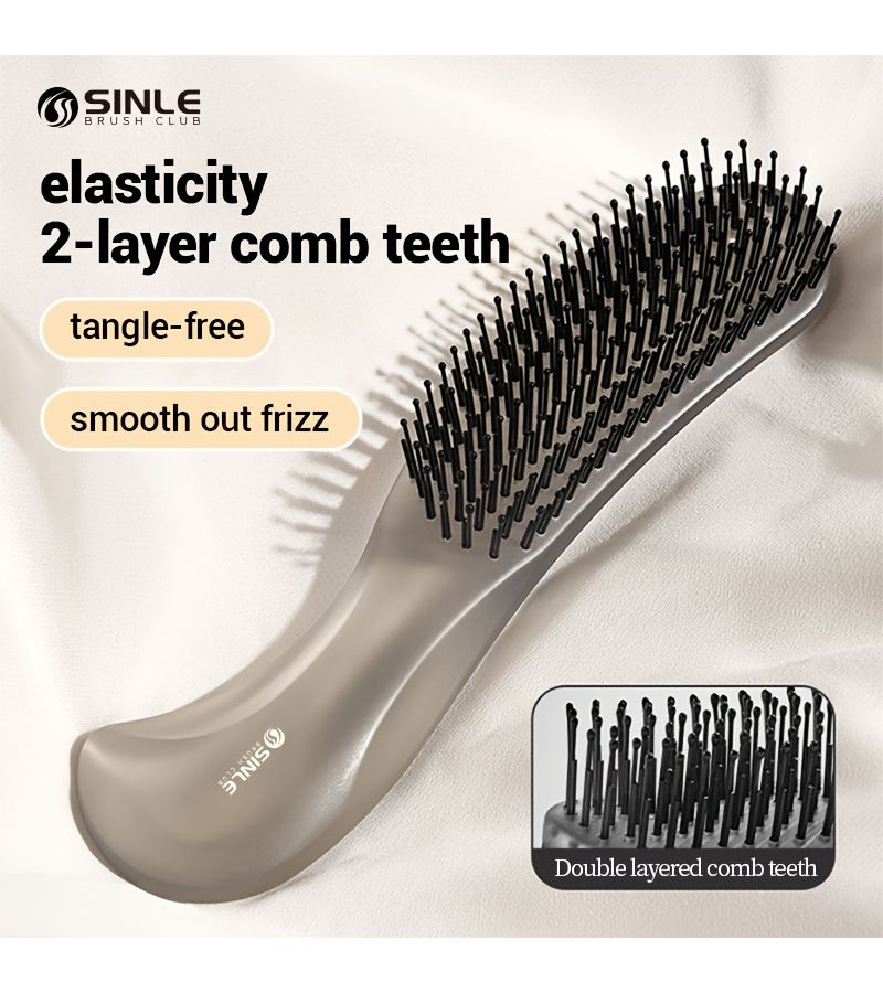 Gray Detangling Hairbrush for Wet Dry Use Portable Anti Static Volumizing Comb - Image 1