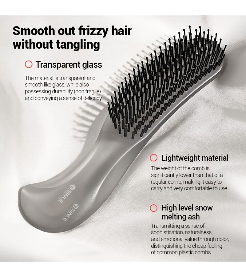 Gray Detangling Hairbrush for Wet Dry Use Portable Anti Static Volumizing Comb - Image 4
