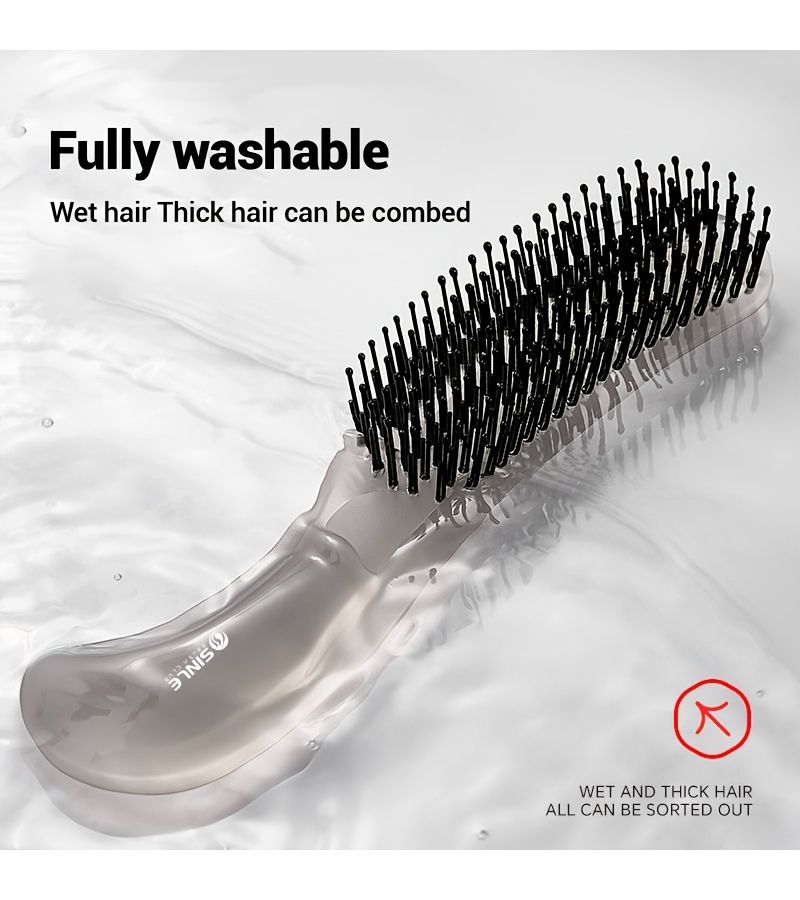 Gray Detangling Hairbrush for Wet Dry Use Portable Anti Static Volumizing Comb - Image 5