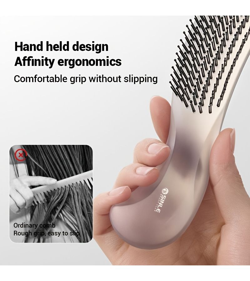 Gray Detangling Hairbrush for Wet Dry Use Portable Anti Static Volumizing Comb - Image 2
