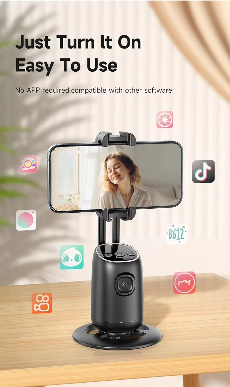 Cubonic P05 جهاز تتبع ذكي مع مثبت جيمبال | تتبع تلقائي للوجه بزاوية 360° | تحكم بالإيماءات الذكية | لا حاجة لتطبيق | كاميرا سيلفي لتصوير الفيديو مع ميكروفون لاسلكي لتسجيل سلس - Image 5