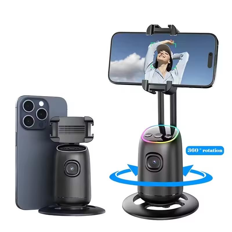 Cubonic P05 جهاز تتبع ذكي مع مثبت جيمبال | تتبع تلقائي للوجه بزاوية 360° | تحكم بالإيماءات الذكية | لا حاجة لتطبيق | كاميرا سيلفي لتصوير الفيديو مع ميكروفون لاسلكي لتسجيل سلس - Image 2