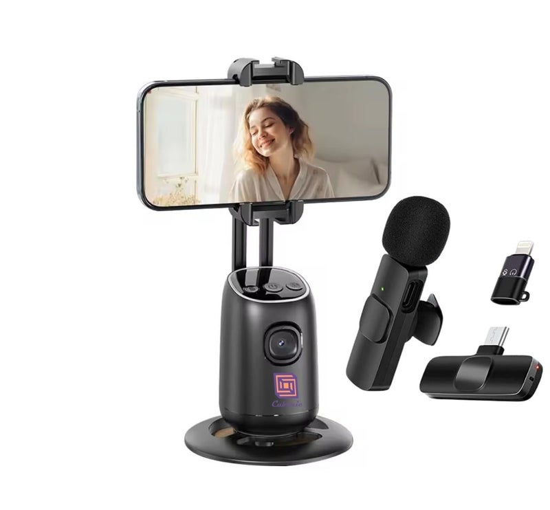Cubonic P05 جهاز تتبع ذكي مع مثبت جيمبال | تتبع تلقائي للوجه بزاوية 360° | تحكم بالإيماءات الذكية | لا حاجة لتطبيق | كاميرا سيلفي لتصوير الفيديو مع ميكروفون لاسلكي لتسجيل سلس - Image 1