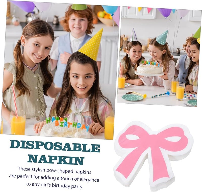 مناديل ورقية وردية قابلة للتخلص 40 قطعة - مناديل ورقية زخرفية ماصة لحفلات أعياد الميلاد - Image 4