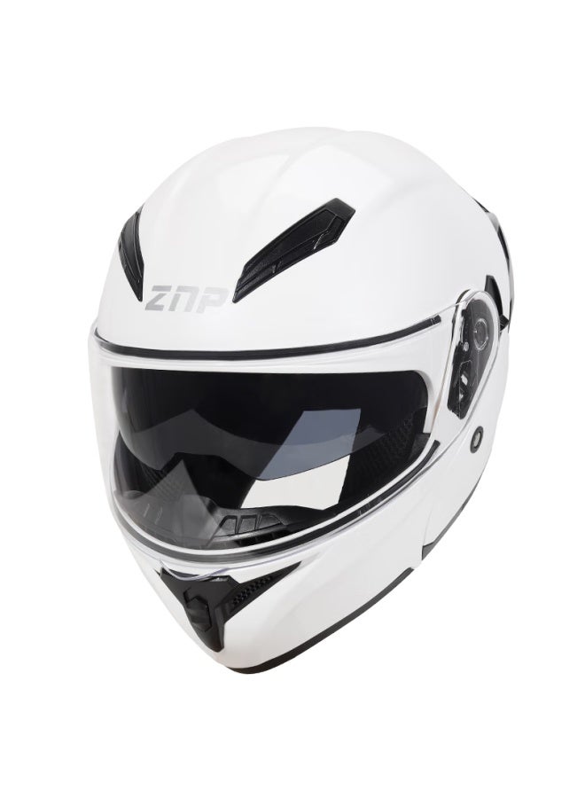 Znp 808 Motorcycle Helmet Uni Flip-up Helmet Four Seasons Universal Electric Motorcycle Full Face Helmet Pearl White M - Image 4