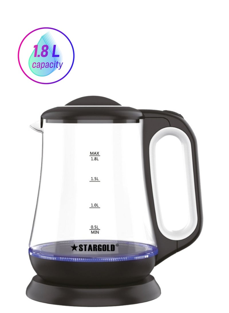Stargold Electric Glass Kettle 1.8L Capacity, 1500W, Elegant Design with LED Indicator, Auto Shut-Off - Perfect for Every Modern Kitchen - Image 1