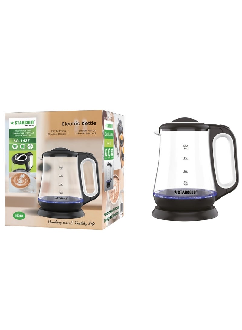 Stargold Electric Glass Kettle 1.8L Capacity, 1500W, Elegant Design with LED Indicator, Auto Shut-Off - Perfect for Every Modern Kitchen - Image 2