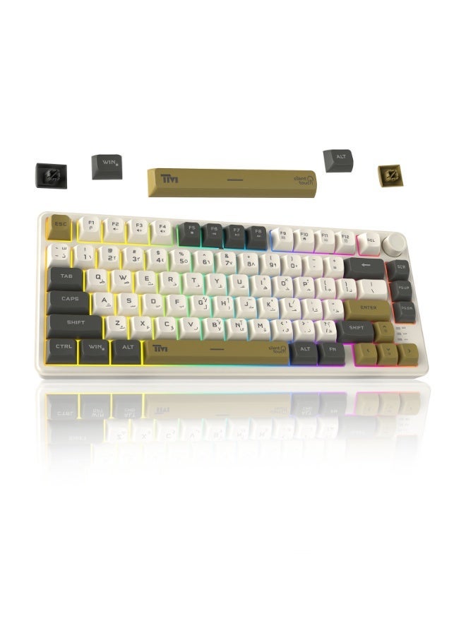تويستيد مايندز TWISTED MINDS سلسلة إمبيريوم برو TM-MK75-WPRO لوحة مفاتيح ميمبرين سلكية مدمجة بنسبة 75% – 80 مفتاحًا، تخطيط إنجليزي/عربي، إضاءة خلفية قوس قزح، مضادة للتعليق (19 مفتاحًا)، كابل USB-C قابل للفصل - Image 1