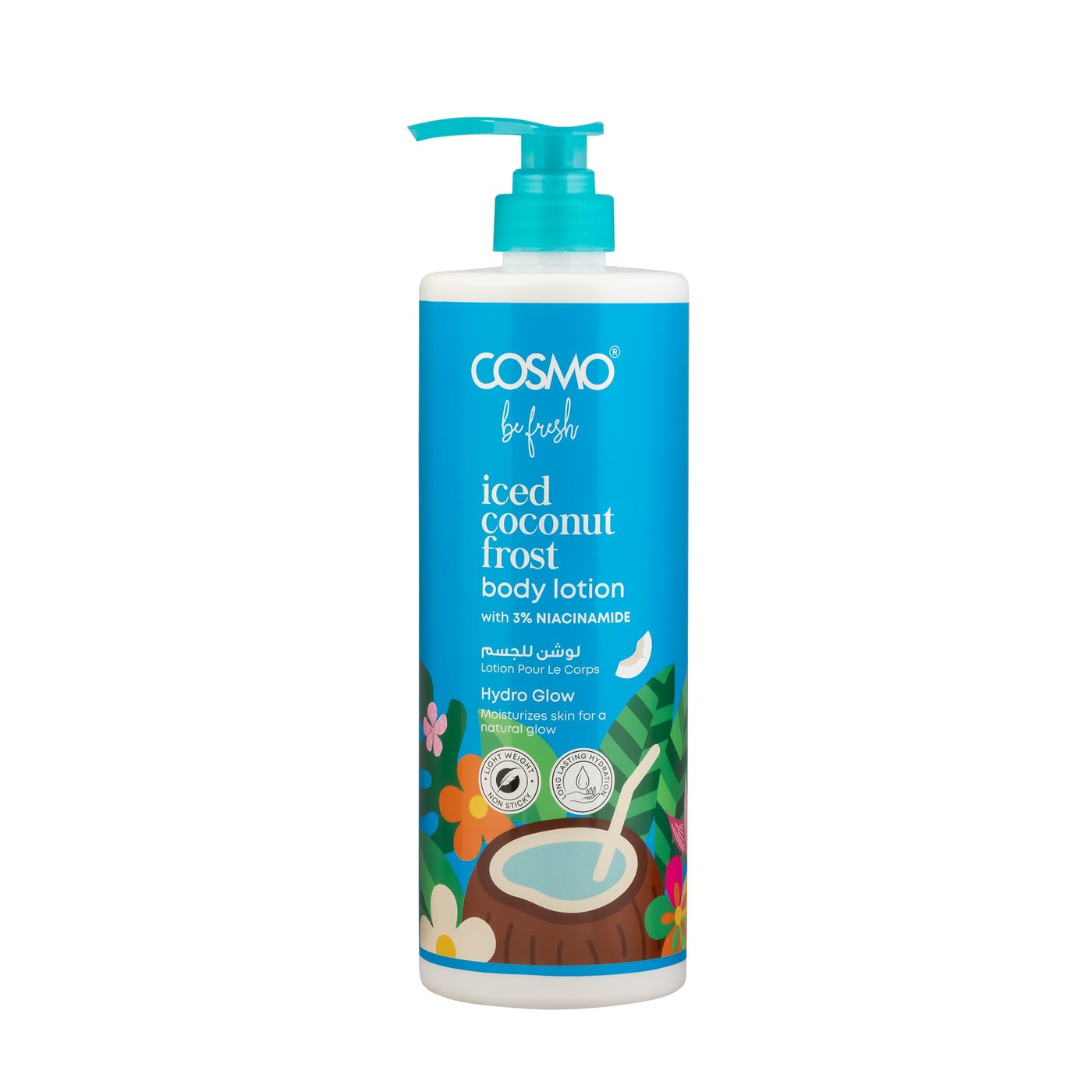Cosmo Be Fresh Iced Coconut Frost Body Lotion 1000ml, For All Skin Types, Refreshing Daily Moisturizer With Tropical Coconut Scent, Fast Absorbing & Non Greasy, Soft Skin Formula, For Men & Women