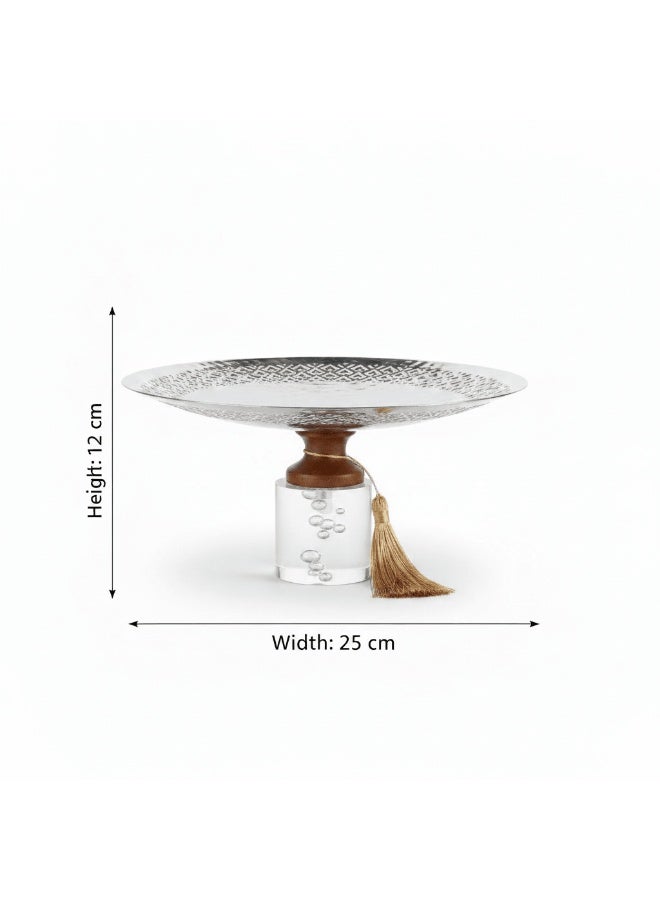 AKDC Acrylic Footed Silver & Brown Metal Candy Tray - 12 × 25 cm - Image 4