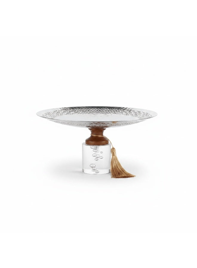 AKDC Acrylic Footed Silver & Brown Metal Candy Tray - 12 × 25 cm - Image 3