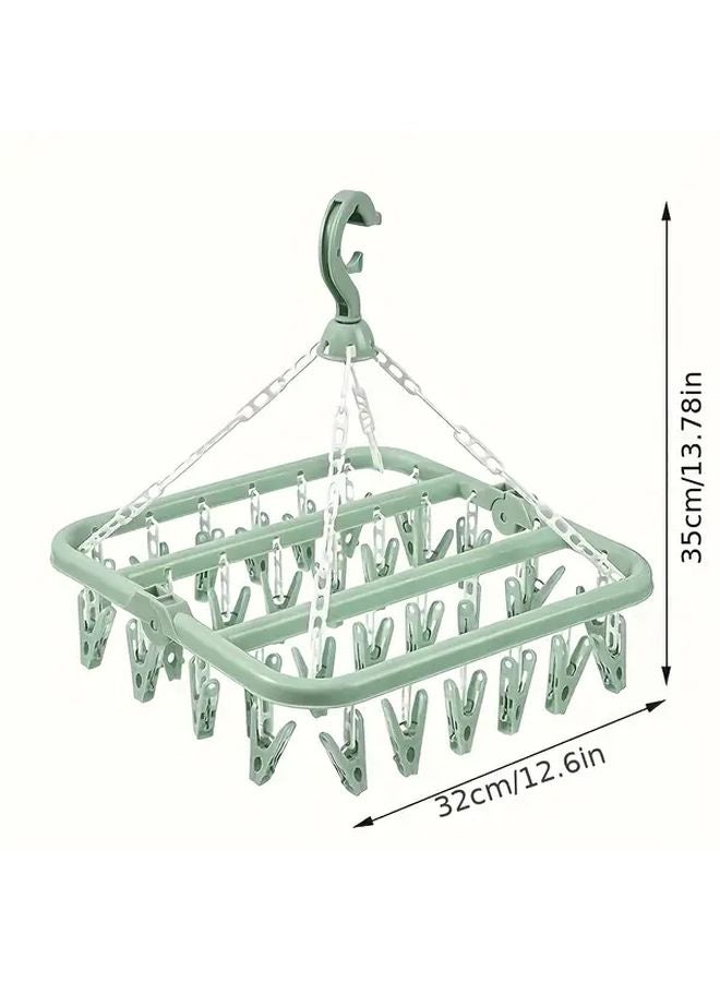 Pink Rotatable 32 Clip Plastic Drying Rack Space Saving Folding Hanger - Image 4