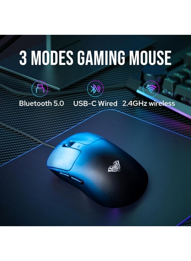 AULA فأرة الألعاب اللاسلكية SC680 سوبرلايت، ثلاثية الوضع 2.4G/BT5.0/USB-C، فأرة لاسلكية قابلة لإعادة الشحن بدقة 26000 نقطة في البوصة مع 6 أزرار قابلة للبرمجة، فأرة كمبيوتر مريحة للابتوب/الكمبيوتر الشخصي/ماك/اللوحي - Image 4