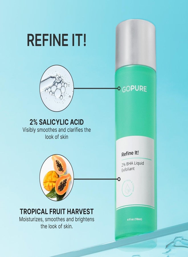 goPure Refine It 2% BHA Liquid Exfoliant - Pore refining, texture smoothing, complexion correcting, infused with nourishing fruit extracts, safe for all skin types - Image 4