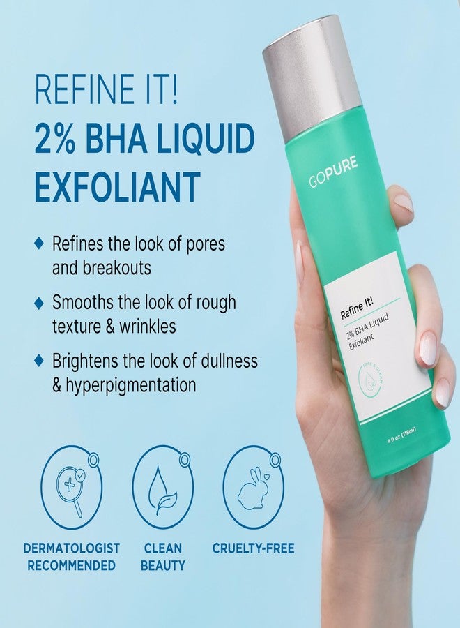 goPure Refine It 2% BHA Liquid Exfoliant - Pore refining, texture smoothing, complexion correcting, infused with nourishing fruit extracts, safe for all skin types - Image 2