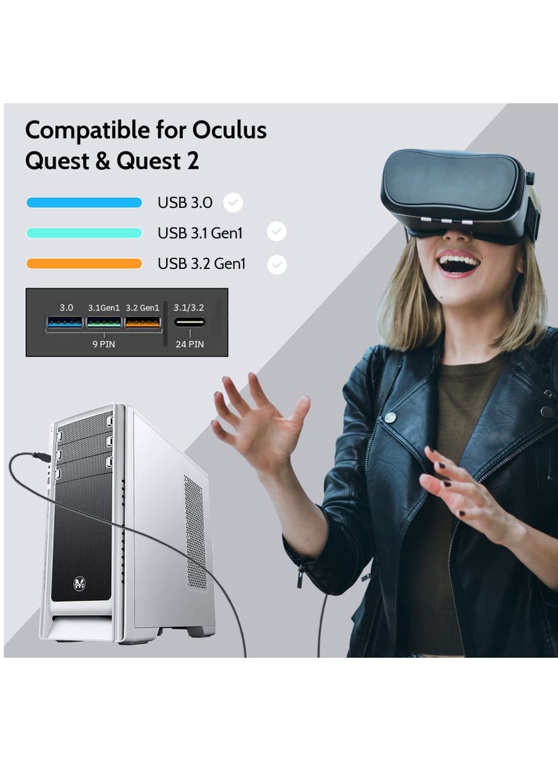 SYOSI Link Cable Compatible for Oculus Quest 2 20ft, Fast Charing & PC Data Transfer USB C 3.2 Gen1 Cable for VR Headset and Gaming - Image 3