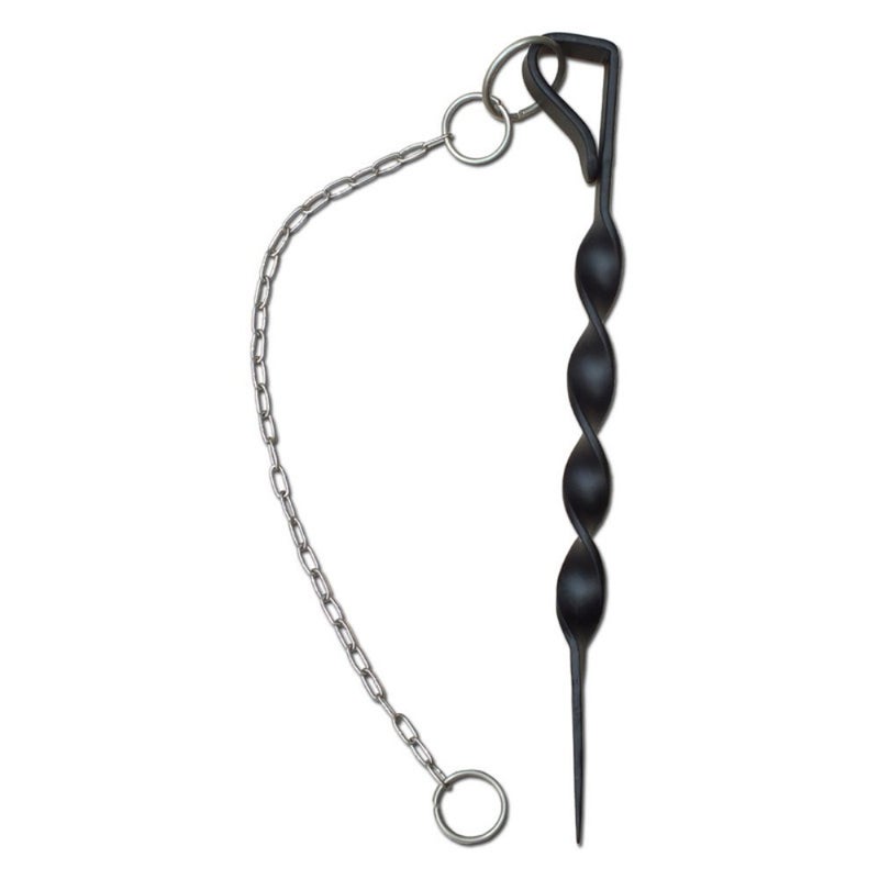 Monarch Rain Chains Anchor Stake â€“ 12-inch Outdoor Rain Chain Base, Ground Anchor for Chains for Outdoor Gutters, Black Powder Coated Iron Anchoring Stake with 17-inch Stainless Steel Link Chain