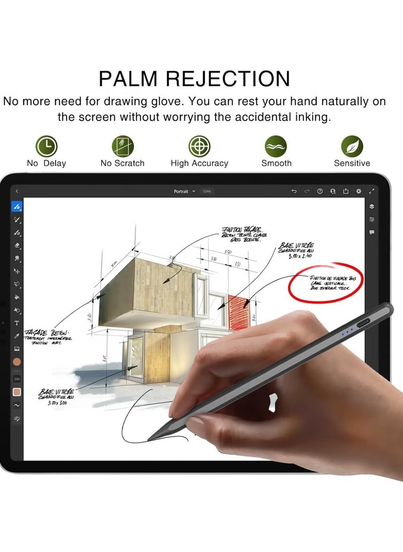 JAJEEK Pen for iPad 2018-2023 – Quick Charging Pencil 2nd Generation with Tilt & Palm Rejection, Compatible with iPad Air 3/4/5, iPad Mini 5/6, iPad 6-10 Gen, iPad Pro 11/12.9 (Black) - Image 5