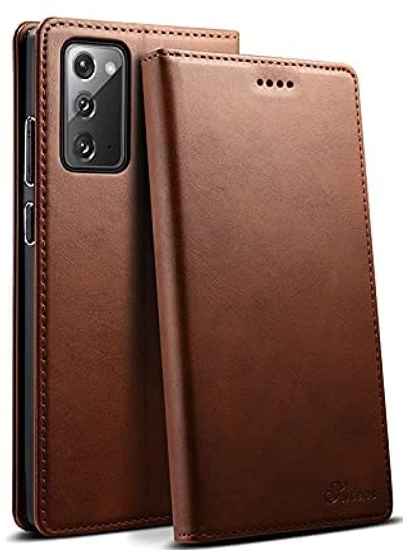 erorex Wallet Case for Samsung Galaxy Note 20 Ultra 5g Pu Leather Folio Flip Cover Card Holder Slot Kickstand Cash Pocket Book Folding Case Brown  - Image 1
