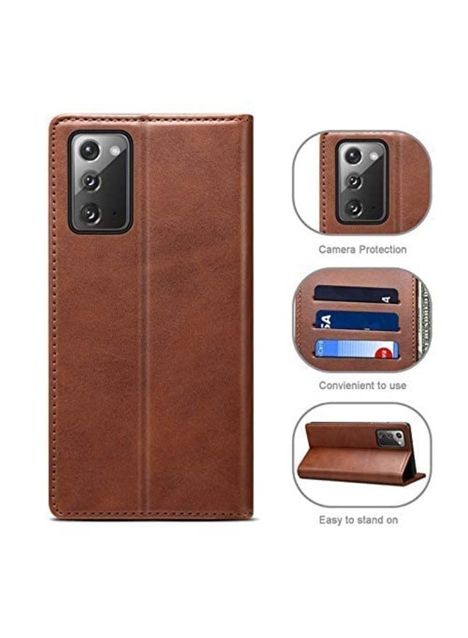erorex Wallet Case for Samsung Galaxy Note 20 Ultra 5g Pu Leather Folio Flip Cover Card Holder Slot Kickstand Cash Pocket Book Folding Case Brown  - Image 2