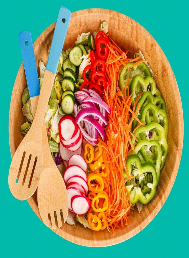 BergHOFF Bamboo 6Pc Utensil Set, Slotted & Plain Spatula, Slotted Spoon, Serving Spoon, Spaghetti Spoon, Salad Spoons 12" Multi-colors with Hanging Loop - Image 5