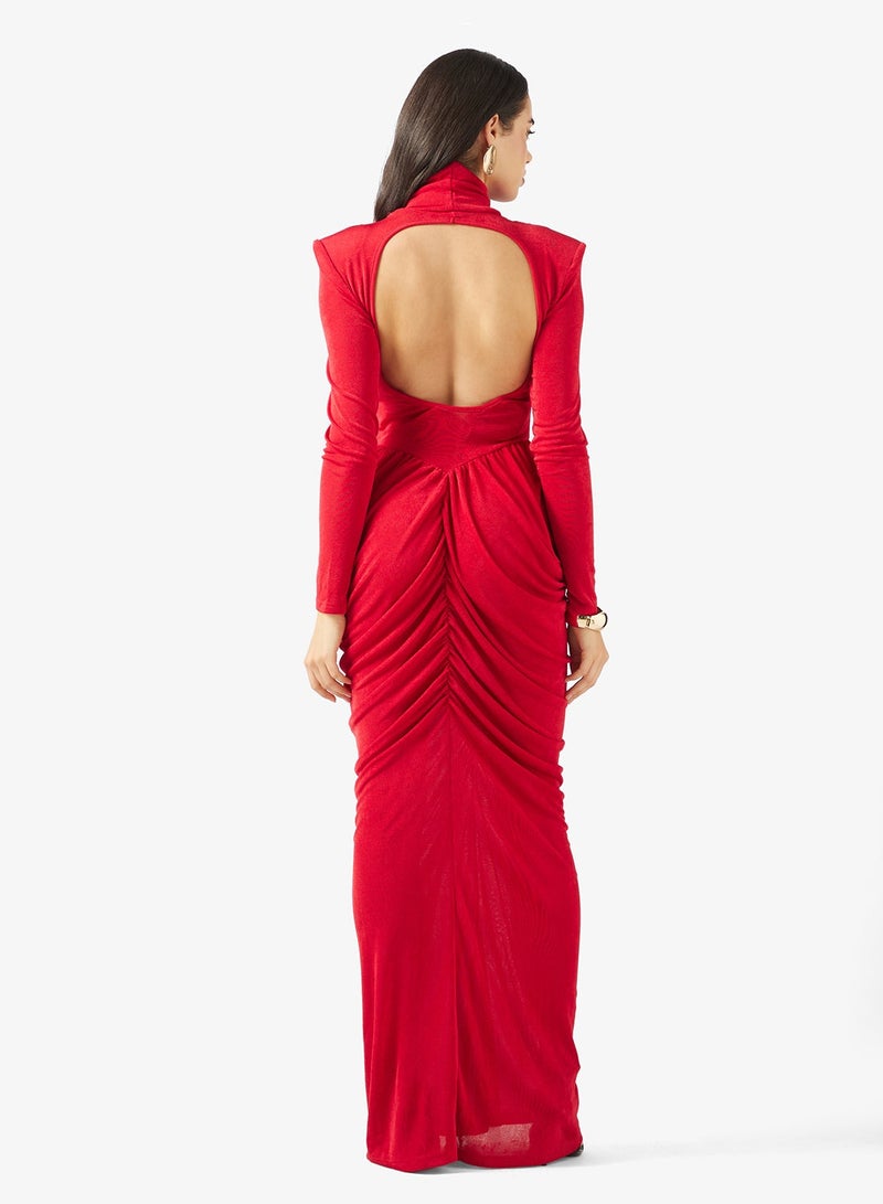 جينجر فستان ضيق بياقة مدورة وقصة درابيه - Image 3