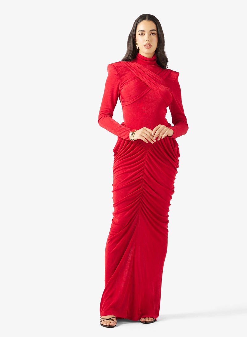 جينجر فستان ضيق بياقة مدورة وقصة درابيه - Image 2