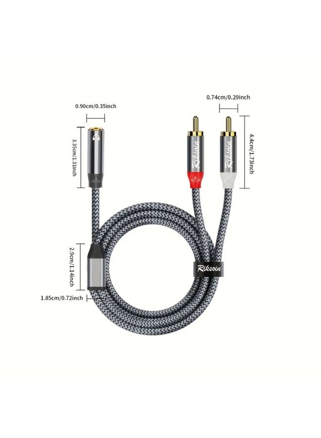 0.28m 3.5mm أنثى إلى ذكر 2RCA Y مشقّق صوت مطلي بالذهب - Image 2
