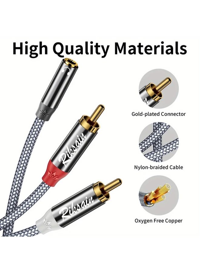 0.28m 3.5mm أنثى إلى ذكر 2RCA Y مشقّق صوت مطلي بالذهب - Image 3